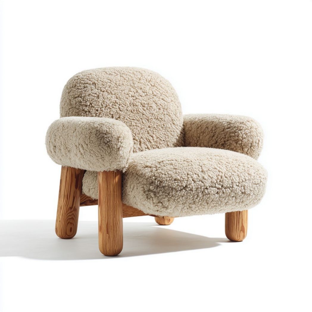 Stoel van geplukt textiel voor de woonkamer - 70 x 70 x 70