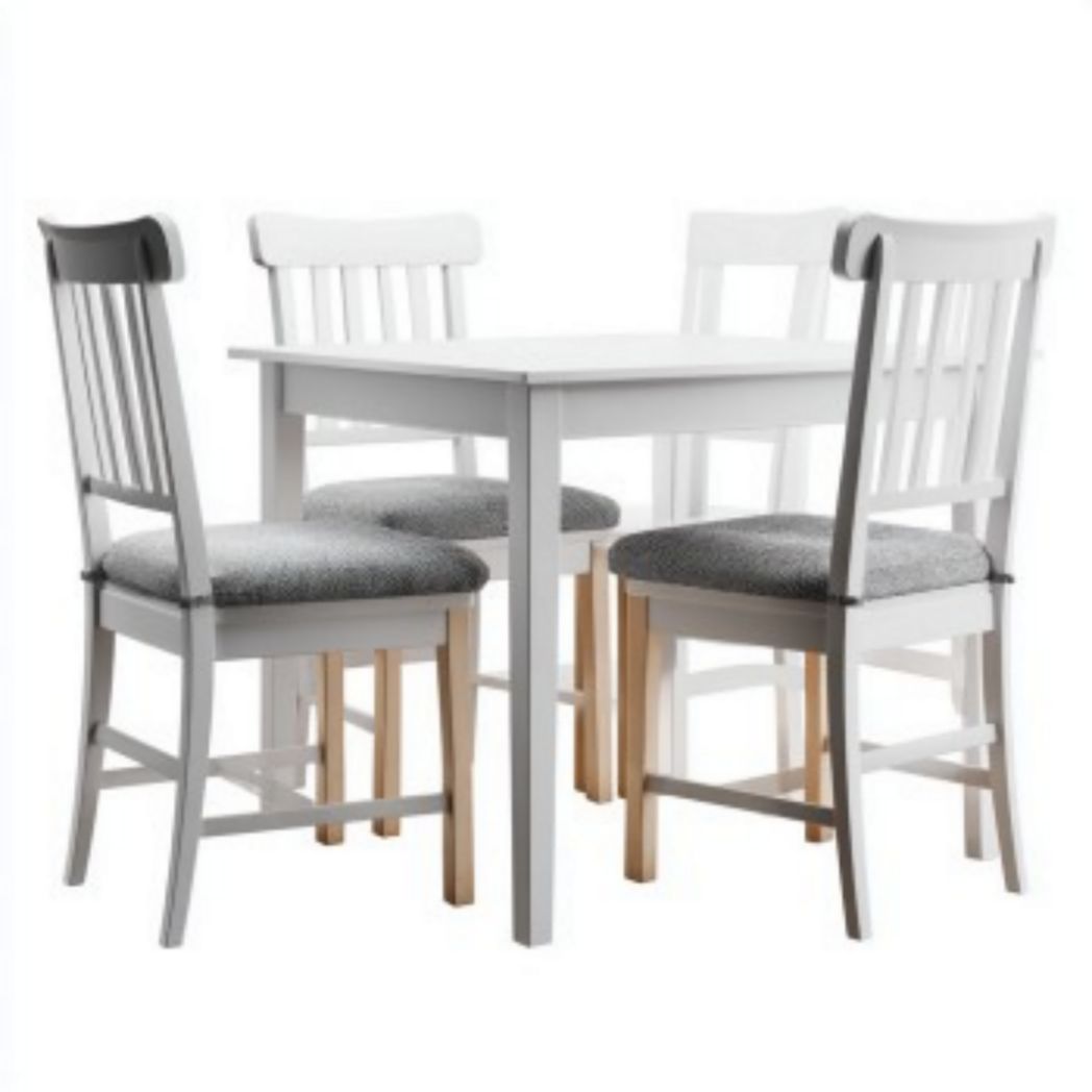 Eettafel van hout voor de eetkamer met stoelen van stof - 120 x 80 x 75